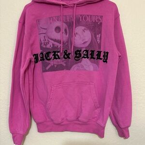 THE NIGHTMARE BEFORE CHRISTMAS Jack and Sally Pink Pullover Hoodie WOMENS XSmall